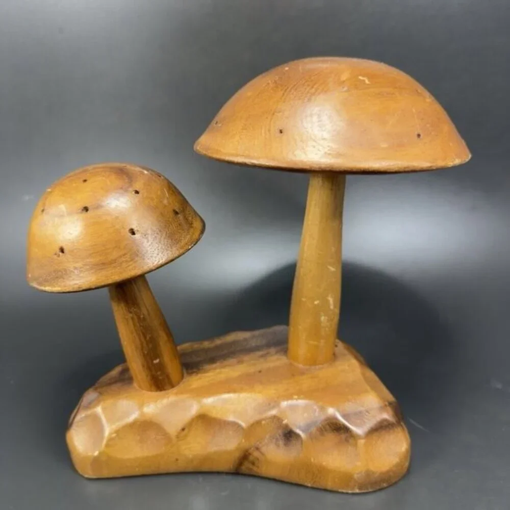 Vintage Monkey Pod Wood Large Wooden Mushroom Figurine‎ Decorative Hand Crafted
